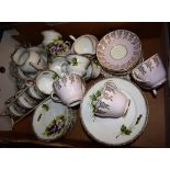 Ceramics - an early 20th century Carlsbad floral decorated part tea service;