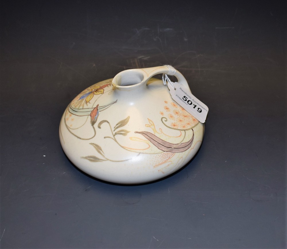 A Gouda-Zuid Holland squat Art Nouveau vase with handle