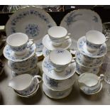 Ceramics - a Colclough tea service, blue flowers on a white ground, six cups and saucers,