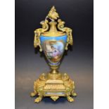 A Sevres style gilt metal mounted side vase,