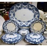 A late Victorian S&H Sons Blenheim pattern flow blue dinner service,
