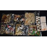 Costume Jewellery - bead necklaces, hardstone, faux pearl, glass, plastic, clip-on earrings,