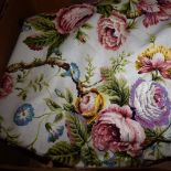 Textiles - a large pair of vintage floral curtains,