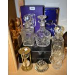 An Edinburgh crystal decanter, boxed; another; a Thomas Webb crystal decanter,