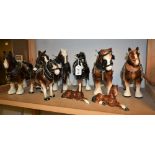 Ceramics - a large Nelson pottery model Shire Horse, brown gloss, unmarked but labelled,