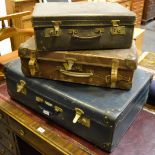 Vintage luggage - a small brown leather suitcase,