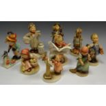 Hummel figures - including the Doctor; The Hiker; Feeding Chickens;