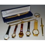 Watches - a Lady's gold coloured Raymond Weil bracelet watch;