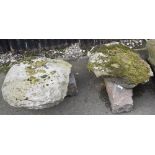 Two 19th century sandstone staddle stones, 56cm, 62cm wide approx, 66cm high,