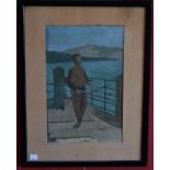 Susan Barrington-Ward Boy with a Rod signed, oil on hardboard, 35.