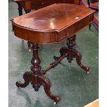 A Victorian rosewood bowed rectangular library table, of small proportions,