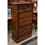 A 19th century rosewood secrétaire à abattant, canted concave moulded top above a frieze drawer,