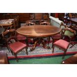A Victorian mahogany oval loo table;