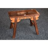 A Chinese hardwood stool or low table,