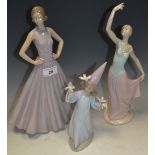 Decorative Ceramics - a Lladro figure of a Girl with Doves; a Nao figure of a Ballerina;