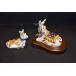 A Royal Crown Derby paperweight, Donkey, gold stopper, John Ablitt signature in gold,