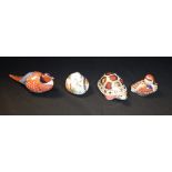 A Royal Crown Derby paperweight tortoise, gold stopper; three others, Duckling,