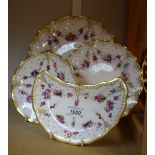 Ceramics - a Royal Crown Derby Royal Antoinette wavy edge plate, 25cm,