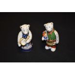 A Royal Crown Derby model of a bear, Gardener Bear, printed mark in red, another Cook Bear,