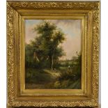 A **oslio (19th century) Farmstead with Chickens signed, oil on canvas,