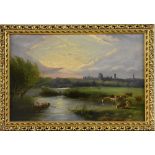 C Duncan Boating Near Windsor signed, oil on board, 35.