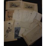 An interesting folio of drawings and sketches, various subjects, Classical,