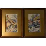 Burford Joyce (20th century) A Pair, Spring Cottages signed, watercolour, signed,