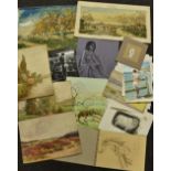 An interesting collection of watercolours, various subjects, landscapes, Egyptian papyrus pictures,