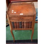 A kingwood bedside cabinet, 3/4 gallery, quarter veneered top,