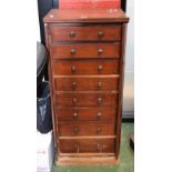 A Victorian mahogany Wellington chest, eight drawers, turned handles, C.