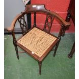 An Edwardian mahogany corner chair, c.