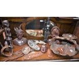 Tribal Art - Papa New Guinean hardwood busts; carved figures; masks; stand; animals; bowls;