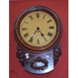 A mahogany drop dial wall clock,