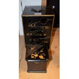 A Japanese black lacquer pillar table cabinet,