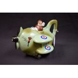 A Carlton ware Lucy May aeroplane teapot