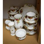 Royal Albert Old Country Roses - six-setting teaware, comprising bread plate, teacups, saucers,