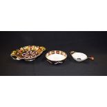 Royal Crown Derby 1128 Imari - tea strainer and stand, first quality; twin handled pedestal tray,