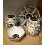 A Wade commemorative hexagonal plate, Nelson, a similar tea caddy and cover,