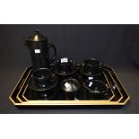 A Wedgwood black basalt coffee set for six;