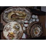 Ceramics - a Pailisy Worcester game birds part dinner set including tureen, oval platter,