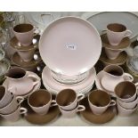 Ceramics - Poole tea, coffee and dinner ware, glazed in alternating mocha tones, printed marks, c.