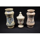 Ceramics - a Spanish OPIVN miolica jar;