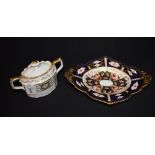 A Royal Crown Derby 2451 pattern shaped footed dish;