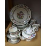 A Spode Chinese Rose part breakfast service, comprising teapot, milk jug, preserve pot,