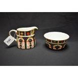 A Royal Crown Derby 1128 Imari milk jug and sugar bowl,