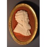 A 19th century Italian Grand Tour marble portrait profile, of Michelangelo, after Enea Vico,