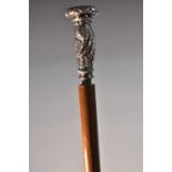 A gentleman's silver-plated and hardwood sword stick, 27cm cruciform blade,