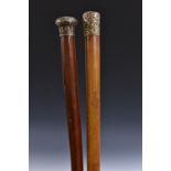 A 19th century gilt metal mounted malacca gentleman's walking cane,