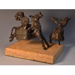 A 19th century dark patinated bronze table vesta, cast as a stubborn mule, steadfast,