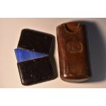 A 19th century brown leather pocket cheroot case, The Protector,